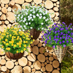 24 Bundles Outdoor Artificial Flowers UV Resistant Fake Boxwood Plants, Faux Greenery for Indoor Outside Hanging Plants Garden Porch Window Box Home Wedding Farmhouse Décor (White)