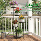 TOSKING 5 Tier Tall Plant Stand Indoor Outdoor,Anti-Tip Plant Stand indoor, Wide Base for Pots, Child and Pet Friendly,Heavy Duty Corner Shelf for Plants & Decor, Space Saving ,Tiered Metal Flower Pot Stand for Balcony, Garden, Living Room, Patio (Blac...
