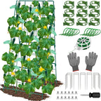 ROADPLUM Cucumber Trellis for Raised Garden Bed, Outdoor Sturdy Metal A-Frame Cucumber Trellis Support for Climbing Plants Vegetables and Fruits with Accessories, Easy installation and Easy Harvesting