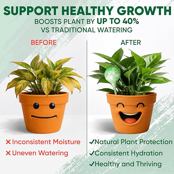 Plant Watering Globes Set of 4 - Large Self Watering Globes for Indoor & Outdoor Plants - Multicolored, Automatic, Glass Watering Bulbs for Daily Use, Plant Watering Devices