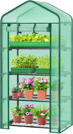 Ohuhu Mini Greenhouse for Indoor Outdoor, Small Plastic Plant Green House 4-Tier Rack Stand Portable Greenhouses with Durable PE Cover for Seedling, 2.5x1.6x5.2 FT, Ideal Gardening Gifts for Women Men