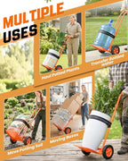 Plant Caddy with Wheels, USA Original Patent, Foldable Plant Dolly Cart with Adjustable Grabbing Arm and Strap, 176 Lbs Heavy Duty Plant Cart for Plant Pots, Indoor & Outdoor Use (Orange)