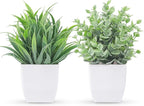 Der Rose 2 Pack Small Fake Plants Mini Artificial Potted Plants for Table Desk Home Laundry Room Bathroom Office Decor