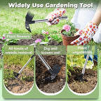Weed Puller Tool with Long Handle, 60'' Weed Remover Weeding Tool, Heavy Duty 2 in 1 Manual Weed Rake and Garden Hoe, Gardening Weeder Tools for Yard, Lawn, Patio, Garden