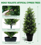 Two 2FT Artificial Cedar Trees, Beautiful and Realistic Fake Potted Trees,Artificial Evergreen Front Porch Decorations Plants, Suitable for Indoor, Office, Living Room and Room Decoration