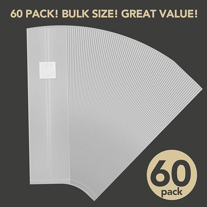 LOSTRONAUT 60-Pack Mushroom Grow Bags - Extra Strong, Large Autoclave Bags with 2 Micron Fiber for Spawn, CO2 Control, Cultivation Kit & Gardening Supplies - Mushroom Growing Kit