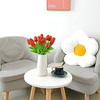 Mandy's Dark Orange Artificial Tulips Flowers Centerpiece, 13.5" Lifelike PU Fake Floral Stems 20pcs for Kitchen Island & Dining Table, Spring Decor for Easter