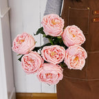 Jahe 6Pcs Fake Austin Flowers David Austin Roses, 17'' Faux Peonies for Flower Arrangements, Home Decor Peony Artificial Flowers, Living Room Decoration Vivid Roses Peonies, Pink