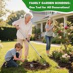 Iron Weeding Rake with Handle 2.0, Upgraded 8 Teeths Garden Weed Puller Tool Heavy Duty Gardening Tool for Lawn, Flower Beds & Soil Aeration