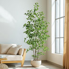 Bailikang Artificial Ficus Tree Indoor 7ft, Large Potted Faux Tree with Realistic Silk Leaves & Trunk for Home Office, Living Room Corner Decor