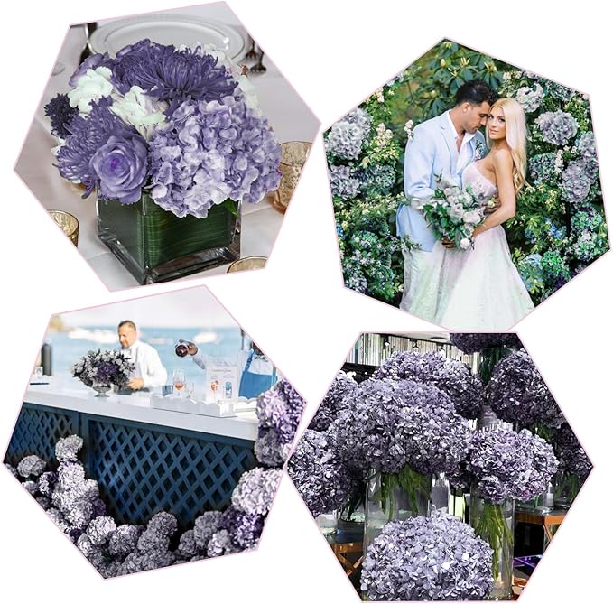 Coferset Light Purple Hydrangea Artificial Flowers 3pcs Lifelike Faux Hydrangea Real Touch Fake Flowers for Home Wedding Office Party Living Room Decoration,22inch