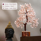 ZENFULSTONE Rose Quartz Crystal Tree of Life for Love & Healing Décor for Home and Office | Handmade Bonsai for Emotional Support & Harmony as Symbol of Piece for Loved Ones