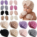 8 Sets Newborn Baby Girl Hats & Mittens, Cotton Preemie Hospital Bow Cap, No Scratch Gloves,Infant Beanies 0-3 Months