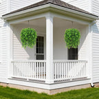 INQCMY Artificial Outdoor Plants Fake Hanging Greenery for Spring Summer Decoration, 4 pcs Realistic Faux Hanging Eucalyptus for Home Outside Garden Porch Patio Planters Basket