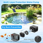 Antfraer 4W Solar Fountain Pump with Pond Filter, Solar Pond Filter Kit with 5 Nozzles & PVC Tubing, Solar Water Fountain for Outdoor Bird Bath, Small Ponds, Water Circulation & Oxygenation