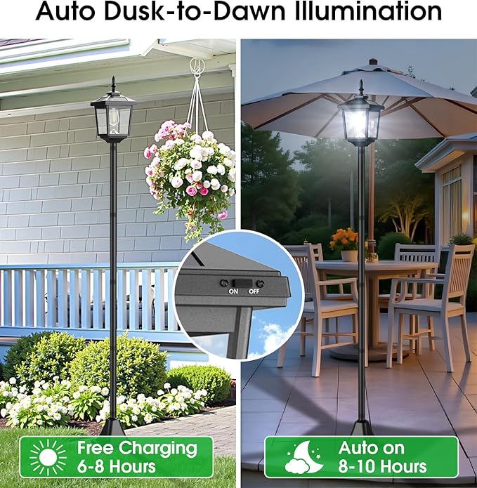 68" Solar Lamp Post Lights Outdoor,2-Pack 6000K Dusk to Dawn Solar Light Posts,Waterproof Outdoor Lights for Garden, Patio, Lawn, Pathway, Driveway, Front Porch Decor(Cool White)