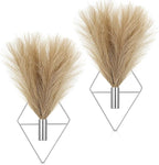 Canlierr 2 Pieces Boho Wall Decor Hanging Planters with Artificial Plants Metal Hanging Vase Indoor Plants Holder Modern Wall Art for Bathroom Bedroom Living Room Decor, Silver, Pampas Grass