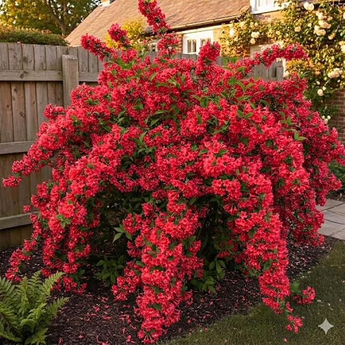 Red Weigela Live Plant Blooming Shrub, 1-2 Ft Hardy Dormant Perennial Flowering Bush for Garden Borders