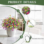 ADXORA Artificial Fake Flowers for Outdoor Decoration 12 PCS Faux Silk Daisy Flowers for Outdoor Planters Fern Boxwood Monkey Grass UV Resistant for Outside Home Porch Patio Planter Decor