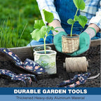 WORKPRO 5PCS Garden Tool Set, Aluminum Heavy Duty Gardening Tool Set with Garden Tool Bag, Outdoor Garden Hand Tools, Blue Insect and Flower