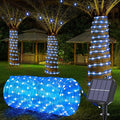Solar Rope Lights, 33ft 100LED Solar String Lights, 8 Modes Waterproof Solar Powered Outdoor Light, Flexible Clear Tube Light for Garden Backyard Patio Deck Porch Pool Tree Christmas Decoration - Blue