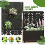 Casaphoria Metal Raised Garden Bed with Trellis and Wheels, 72"x47"x16" Planter Box for Climbing Plants, Vegetables & Vines, Features Drainage Holes and Privacy Screen (Black-Square)