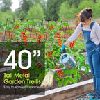 Cucumber Trellis for Raised Bed, Rifny 16.5 x 40 Inch Metal Trellis for Climbing Plants Outdoor with Plant Clips Twist Ties, Garden Plant A-Frame Trellis for Vegetable Pea Tomato (Black, 2 PCS)