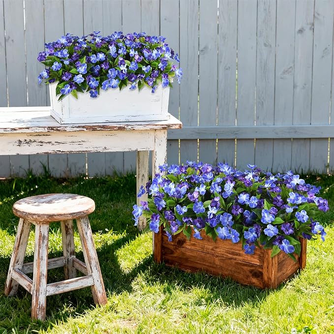 Hommyea Artificial Fake Flowers for Outdoor, 6 Bundles UV Resistant Faux Plants Decoration Silk Flowers No Fade Plastic Flowers for Outside Planters Home Porch Patio Yard Garden Decor