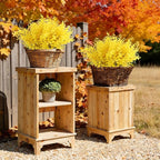 RECUTMS Artificial Fake Flowers Faux Outdoor Plastic Plants 12 Bundles UV Resistant Spring Plants Faux Flowers Artificial Boxwood Greenery Indoor Outside Spring Home Garden Decor(Pure Yellow)