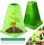 20 Pack Garden Cloches for Plants,9.4" H X 7.8" D Reusable Bell Plant Protector with 40 Ground Stakes and Rotary Vent Cover,Plant Covers Freeze Protection from Animals Snails Birds Chickens (Green)