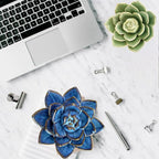 Ceramic Succulent Flowers Table Top with Stable Base, 3D Handmade Tablescape Decorative (Green)