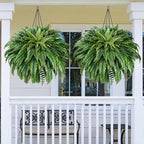 MARTINE MALL 2Pcs 48''/ 88 Leaves XXL Large Fake Ferns Artificial Ferns for Outdoors, UV Resistant Faux Boston Fern for Outdoor Planter Realistic Hanging Artificial Fake Plants for Porch Patio