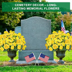 TURNMEON Artificial Geraniums Flowers for Outdoors Summer Decoration, 4 Bundles Fake Flowers Silk Yellow Flowers UV Resistant No Fade Faux Plants for Planter Gardens Table Porch Indoor Cemetery Decor