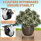 VANCASTLE Plant Caddy with Lockable Wheels Heavy Duty 450lbs Capacity, 15-22 Inch Adjustable Plant Stand with Wheels Rolling base, Plant Dolly for Flower Pot Mover Indoor Outdoor, Khaki, 2 Pack
