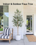 FLOWORLD 6FT Olive Trees Artificial Indoor, Tall Fake Olive Tree (72in) with Realistic Leaves and Olives, Sturdy Weighted Base,Large Faux Plants for Home Office, Living Room, Outdoor