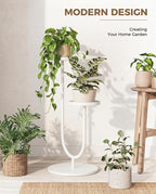 Bamworld Metal Plant Stand Indoor Corner Plant Stands 2 Tier Plant Shelf for Tall Plant Holder Black Plant Shelves for Living Room Bedroom Midcentury Modern Home Decor(White)