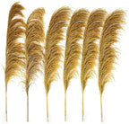 Golden Pampas Grass Decor Tall,Long Dried Pampas Grass for Floor Vase, Natural Pompas Floral, Elegant Feather Flowers for Wedding Living Room Decorations (Natural Gold, 6pcs 43.3"(110cm))