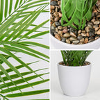 Briful Fake Plant 15’’ Artificial Palm Plant in White Pot Real Touch Faux Tropical Palm Tree Houseplant for Home Indoor Living Room Tabletop Balcony Decorations