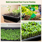 mwellewm 10 Pcs Seed Starter Tray Kit 1014 Seed Starting Trays Square Seedling Plant Tray Planting Sturdy Microgreens Growing Trays Reusable Germination Tray Indoors No Holes, 14x11x2.5In