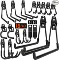 18 Pack Garage Hooks Heavy Duty - Anti-Slip Coating， Garage Storage Hooks for Hanging Bike，Ladder，Garden Tools，Hose