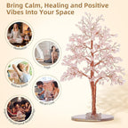 Hopeseed Rose Quartz Chakra Crystal Tree of Life Handmade Bonsai Healing Crystals Tree for Home, Desk, Living Room, Office Decor for Positive Energy, Good Luck Birthday Gift for Women, Mom, Men