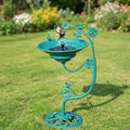 25.8" H Solar Bird Bath Outdoor, Cast Iron Solar Fountain Bird Bath with Bubbler, Vintage Pedestal Metal Bird Bath Bowl for Garden Patio Yard Lawn Decor