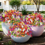 Artificial Outdoor Flowers, Realistic UV Resistant Waterproof Faux Plants, Full Looking Fake Flowers for Porch Planters Hanging Baskets Garden Patio Yard Outdoor Decor, 20 Bundles 7 Colors