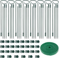 8 Sets Metal Plant Sticks Support Tall 48 Inch Adjustable Plant Support Stakes Amaryllis Holder Stakes Support Indoor Outdoor with 30 Clips 16.5' Ties for Orchid Tomato Lily Flower