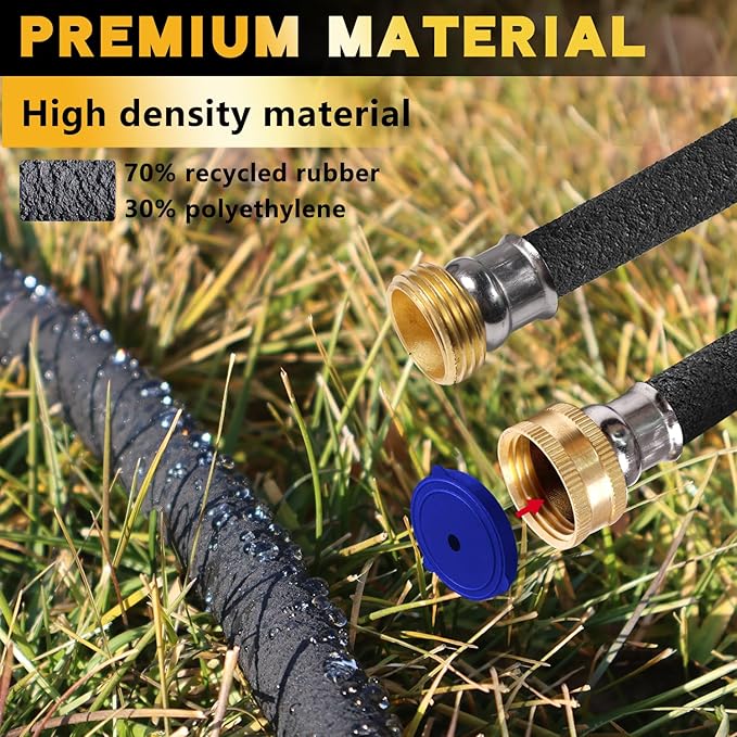 Hopegiver 5/8’’ Soaker Hose 15 ft 3 Pack, Heavy Duty Garden Soaker Hoses with Solid Brass Fitting, Rubber Drip Hose for Garden Beds, Vegetable, Lawn, Trees Watering Irrigation （15 ft 3 Pack）