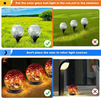 MLKNK Solar Globe Lights Outdoor Waterproof-Solar Balls-Solar Garden Lights-Orbs for Outside 4 Pack Cracked Glass Ball for Lawn Patio Yard Backyard Decorations