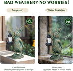Rabbit Garden Statues with Solar Lantern Bunny Outdoor Resin Sculpture for Patio Yard Lawn Decorations Gifts for Mother’s Day Housewarming Easter