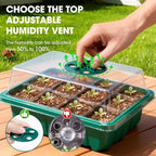 5 Packs Seed Starter Tray with Humidity Dome, Seed Starter Kit with Transparent Drain Hole Base Indoor Greenhouse Mini Propagator for Seeds Growing Starting(60 Cell Trays, Green)