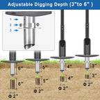 BeneLabel Grass Plugger Tool Lawn Plugger Tool Adjustable 3-6 Inch Digging Depth Long Handle Bulb Planter Tool Heavy Duty Sod Plug Cutter for Turf Repair, Bulb Planting, Seedling Transplant