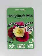 SVI 100 Mix Hollyhock Seeds (Alcea rosea) - Mallow, Common Hollyhock Seed Packets, Attracts Hummingbirds - Heirloom Flower Seeds for Outside & Inside, Meadows, Fences, Beds